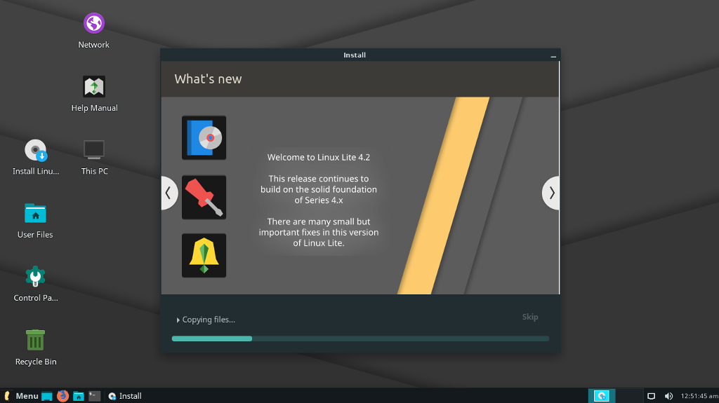 A preview of Linux Lite 4.2 installer